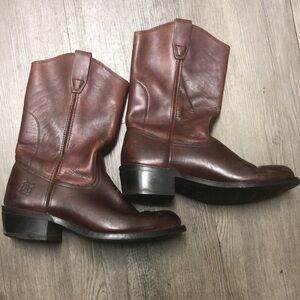 Vulcan Vibram Rich Brown Leather Cowboy Boots